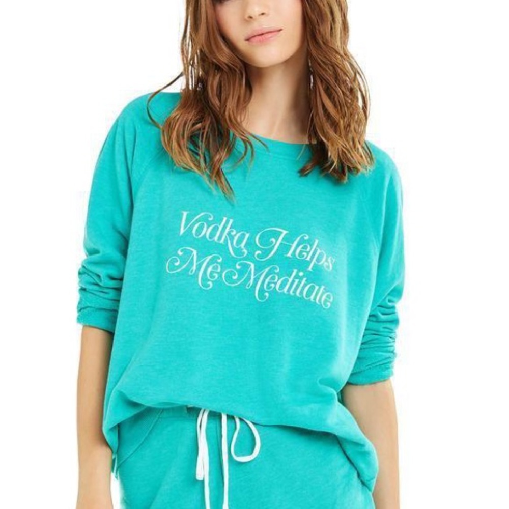 WILDFOX | NWT Vodka Meditate Teal Green Long Sleeve Crewneck Sweatshirt
